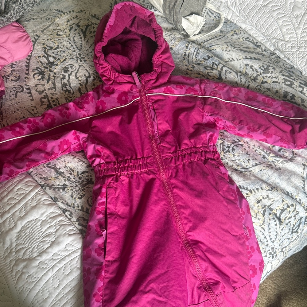REI Pink Hooded Floral Snowsuit
